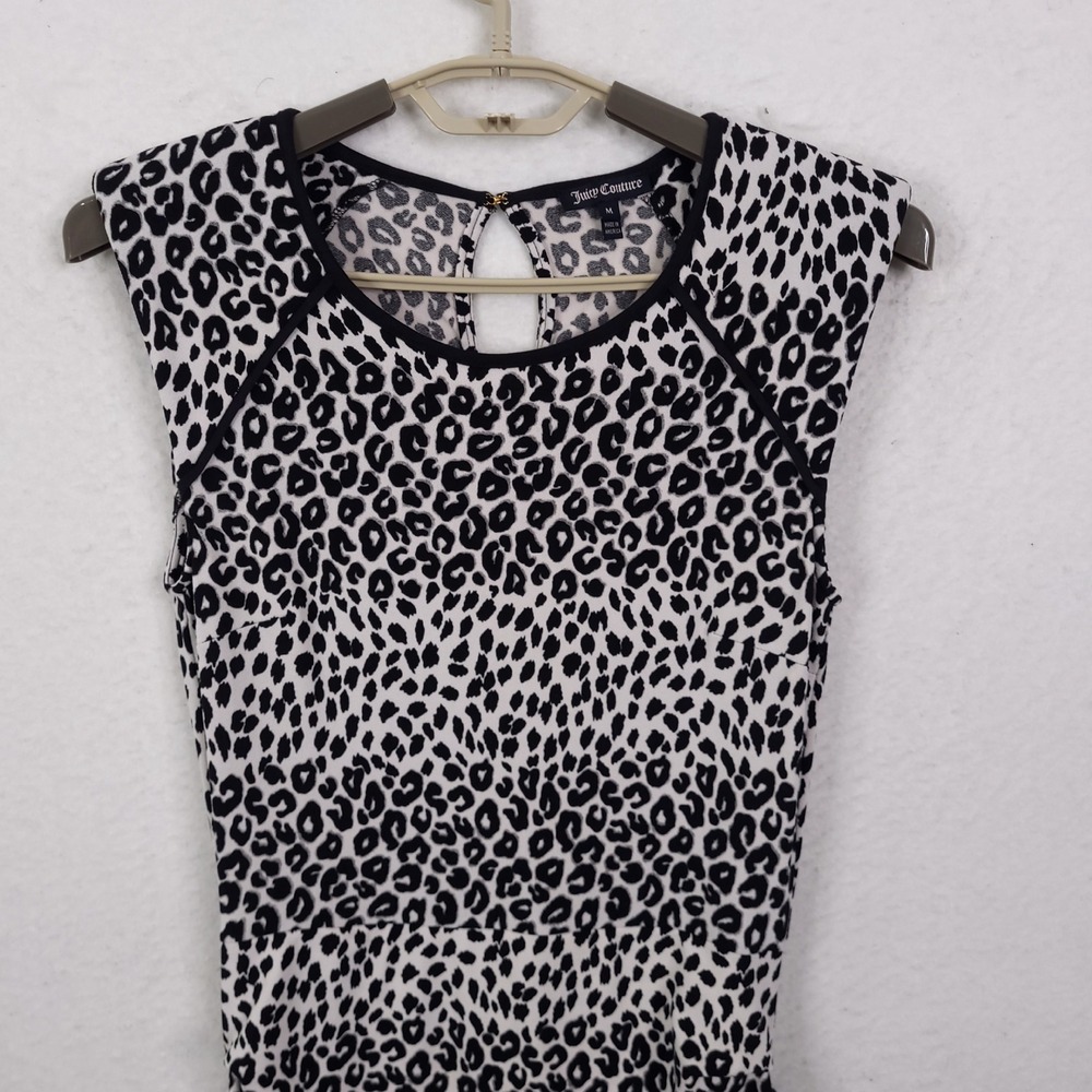 Juicy Couture Leopard Print Ruched Sheath Dress Keyhole Back Size M Y2K - Picture 7 of 12